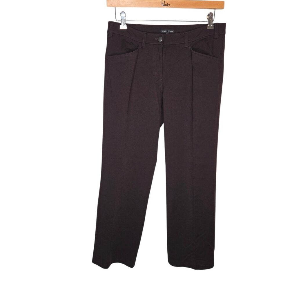 Eileen Fisher Heavyweight Rayon Stretch Ponte Straight Leg Pants Brown S NWOT